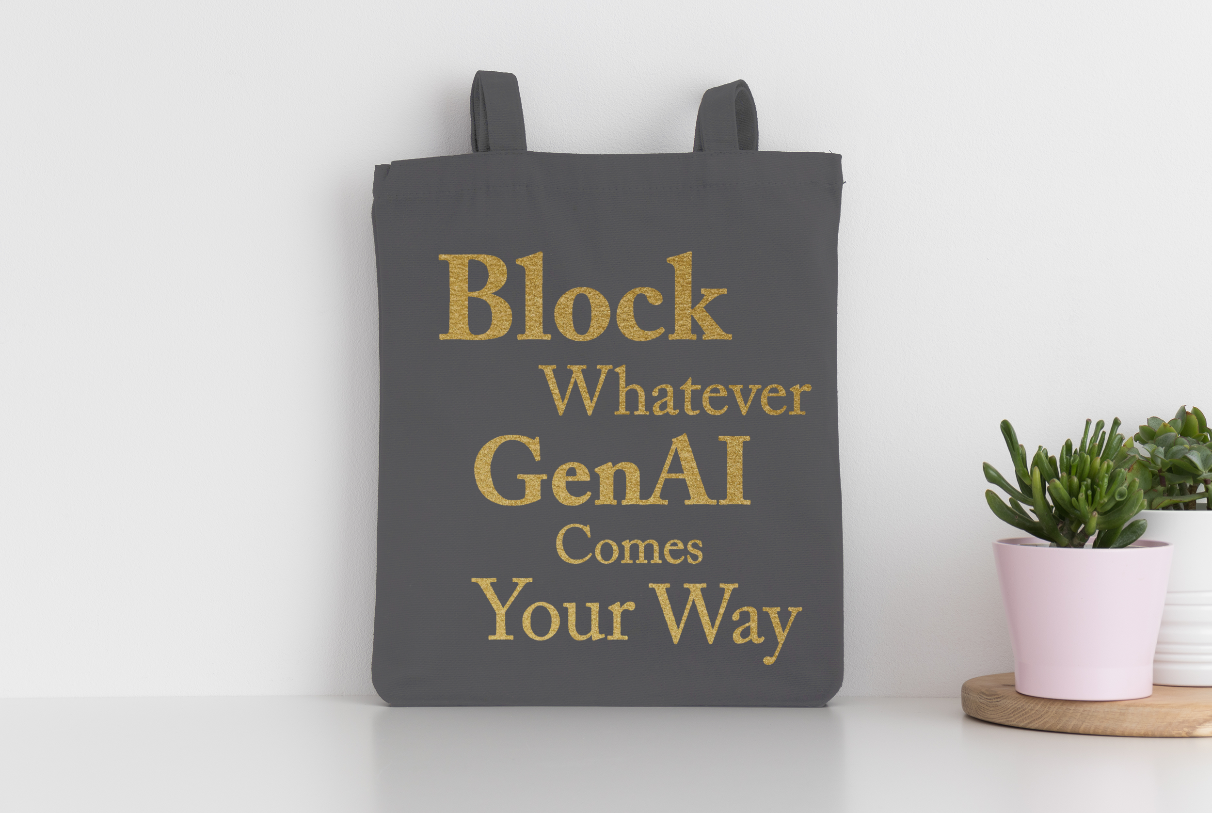 "Block AI" - Bag, Goldprint