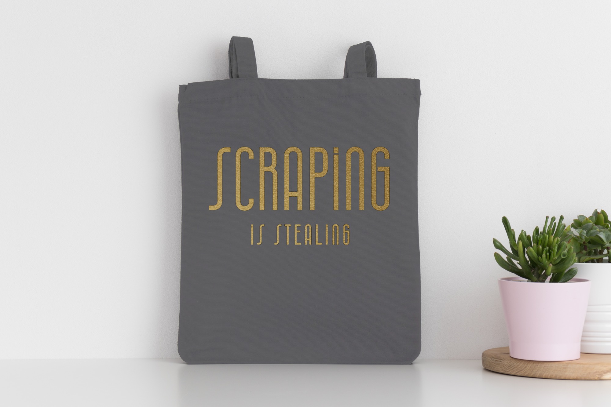 "Scraping Is Stealing" - Bag, Goldprint